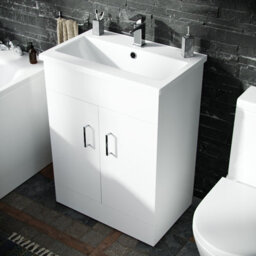 Nes Home Basin Vanity Unit & Close Coupled Wc Toilet With Straight Edge Bath Bathroom Suite - thumbnail 3