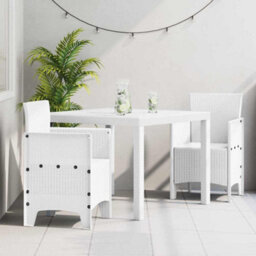 Berkfield Garden Dining Set 3 Pcs White Polt Rattan