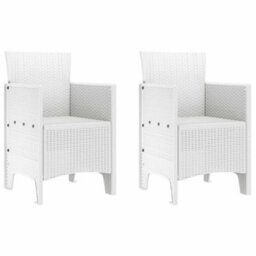 Berkfield Garden Dining Set 3 Pcs White Polt Rattan - thumbnail 5