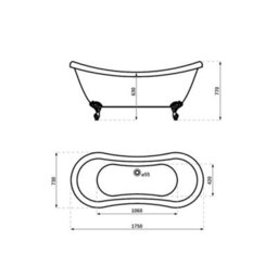 Homestylestore Antique White Double Ended Slipper Bath 645mm Vanity Unit Close Coupled Toilet - thumbnail 3