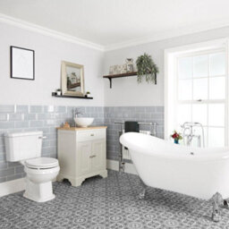 Homestylestore Antique White Double Ended Slipper Bath 645mm Vanity Unit Close Coupled Toilet - thumbnail 1