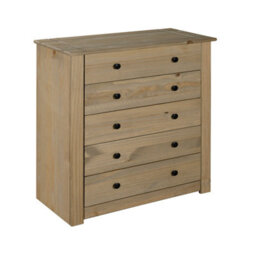 Mews Panama 5 Drawer Chest Of Drawers Solid Pine Wood Waxed Oak Finish - thumbnail 4