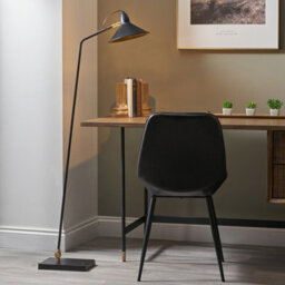 Pacific Lifestyle Canton Matt Black And Brass Metal Cone Floor Lamp