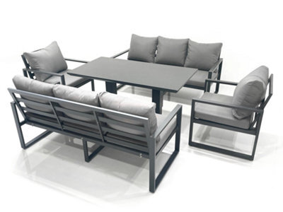 Fimous Garden Sofa Set Aluminium Furniture Rising Dining Tabe Set With 2 Chair Dark Grey - image 1
