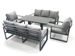 Fimous Garden Sofa Set Aluminium Furniture Rising Dining Tabe Set With 2 Chair Dark Grey - thumbnail 1