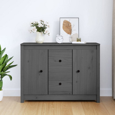 Berkfield Sideboard Grey 100X35X74 Cm Solid Wood Pine - image 1