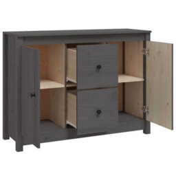 Berkfield Sideboard Grey 100X35X74 Cm Solid Wood Pine - thumbnail 5