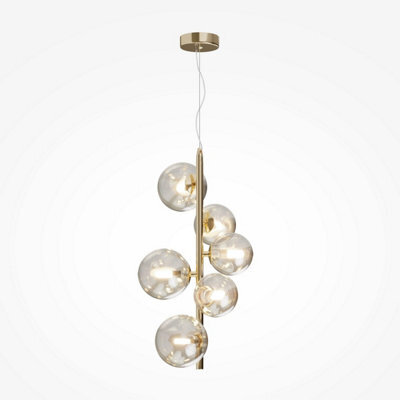 Luminosa Lighting Luminosa Maytoni Dallas Modern 6 Light Globe Pendant Ceiling Light Gold, Cognac Shade, G9 - image 1