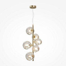Luminosa Lighting Luminosa Maytoni Dallas Modern 6 Light Globe Pendant Ceiling Light Gold, Cognac Shade, G9 - thumbnail 1