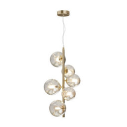 Luminosa Lighting Luminosa Maytoni Dallas Modern 6 Light Globe Pendant Ceiling Light Gold, Cognac Shade, G9 - thumbnail 2