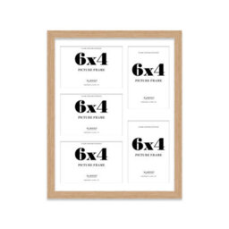 14X11 Inch 5 Opening Photo Collage Frame, Display Five 6X4 Inch Photos, Multi Aperture Family Picture Frame, Oak - thumbnail 2