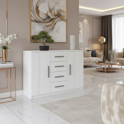 Bono Bo 01 K2D4Sz Modern Chest Of Drawers With 2 Doors And 4 Storage Drawers White - image 1