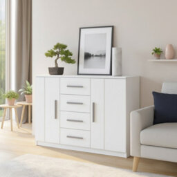 Bono Bo 01 K2D4Sz Modern Chest Of Drawers With 2 Doors And 4 Storage Drawers White - thumbnail 4