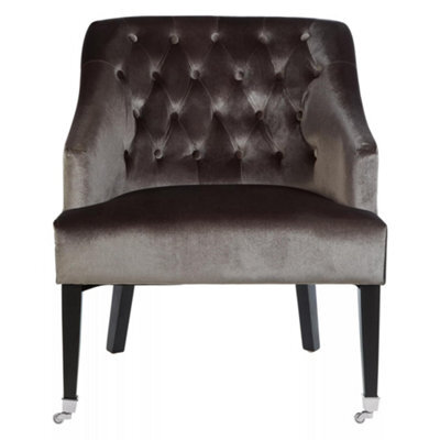 Orsina Classic Grey Velvet Chair, Mid Century Design Comfortable Armchair, Velvet Upholstered Modern Armchair - image 1