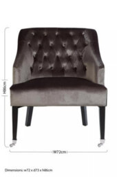 Orsina Classic Grey Velvet Chair, Mid Century Design Comfortable Armchair, Velvet Upholstered Modern Armchair - thumbnail 8