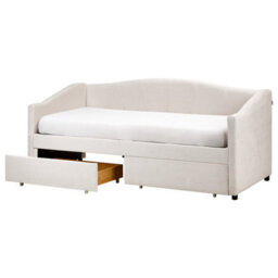 Beliani Daybed With Storage Vittel Fabric Light Beige 90 X 200 Cm (Eu Single) - thumbnail 6