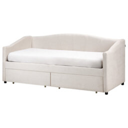 Beliani Daybed With Storage Vittel Fabric Light Beige 90 X 200 Cm (Eu Single) - thumbnail 5