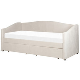 Beliani Daybed With Storage Vittel Fabric Light Beige 90 X 200 Cm (Eu Single) - thumbnail 4