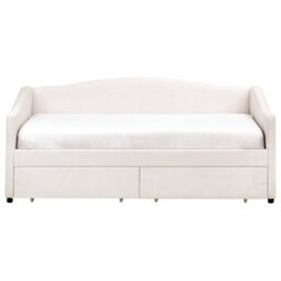 Beliani Daybed With Storage Vittel Fabric Light Beige 90 X 200 Cm (Eu Single) - thumbnail 7