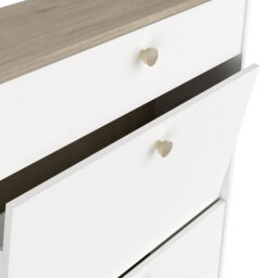 FurniComp LTD Furnocomp Prague 2 Door 1 Drawer Matt White And Oak Shoe Cabinet - thumbnail 4