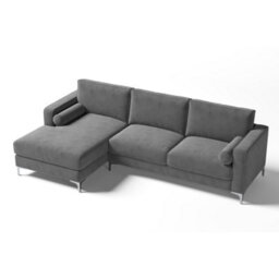 Valencia Luna L Shape Sofa Grey Kiln Dried Wood Stainless Steel Leg High Density Foam Ultimate Comfort - thumbnail 6