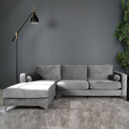 Valencia Luna L Shape Sofa Grey Kiln Dried Wood Stainless Steel Leg High Density Foam Ultimate Comfort - thumbnail 2