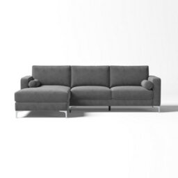 Valencia Luna L Shape Sofa Grey Kiln Dried Wood Stainless Steel Leg High Density Foam Ultimate Comfort - thumbnail 7