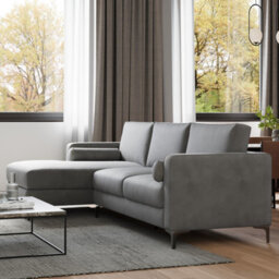 Valencia Luna L Shape Sofa Grey Kiln Dried Wood Stainless Steel Leg High Density Foam Ultimate Comfort - thumbnail 4