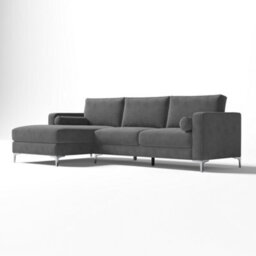 Valencia Luna L Shape Sofa Grey Kiln Dried Wood Stainless Steel Leg High Density Foam Ultimate Comfort - thumbnail 1