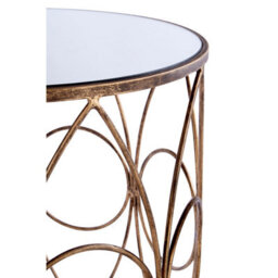 Orsina Set Of 2 Antique Frame Round Tables,copper-Finish Round Tables With Mirror Tops,circular Tables,accent Table - thumbnail 2