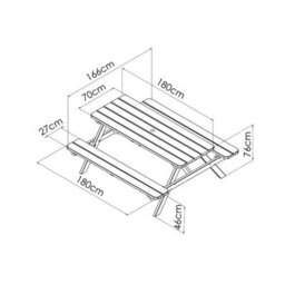 Cerland Romane 6 Seater Wooden Picnic Table With Folding Benches 6Ft - Pressure Treated - thumbnail 3