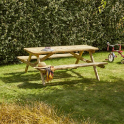 Cerland Romane 6 Seater Wooden Picnic Table With Folding Benches 6Ft - Pressure Treated - thumbnail 2