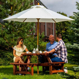 Leisurebench York 8 Seat Round 180Cm Picnic Table Durable Heavy Duty Pub Picnic Bench Brown - thumbnail 6