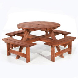 Leisurebench York 8 Seat Round 180Cm Picnic Table Durable Heavy Duty Pub Picnic Bench Brown - thumbnail 2