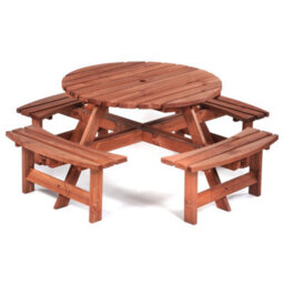 Leisurebench York 8 Seat Round 180Cm Picnic Table Durable Heavy Duty Pub Picnic Bench Brown - thumbnail 1