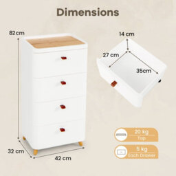 Costway 4-Drawer Dresser Bedroom Chest Of Drawers With Removable Organizer Tray - thumbnail 3