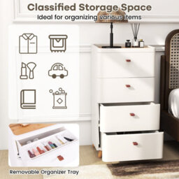 Costway 4-Drawer Dresser Bedroom Chest Of Drawers With Removable Organizer Tray - thumbnail 6