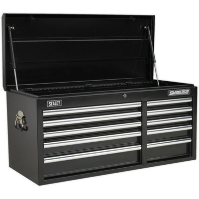 Lockable Black Tool Chest With 10 Drawers - Heavy Duty Steel Storage Cabinet 1025 X 435 X 495mm - image 1