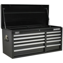 Lockable Black Tool Chest With 10 Drawers - Heavy Duty Steel Storage Cabinet 1025 X 435 X 495mm
