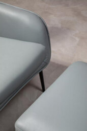 Orsina Grey Curved Velvet Arm Chair With Lumbar Cushion And Headrest, Lounge Chair With Base For Home, Office - thumbnail 8