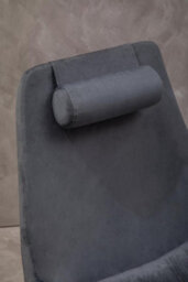 Orsina Grey Curved Velvet Arm Chair With Lumbar Cushion And Headrest, Lounge Chair With Base For Home, Office - thumbnail 7