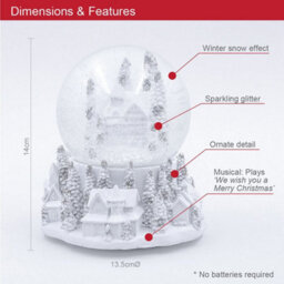The Christmas Workshop 70799 Musical Snow Globe With White Townscape Design - thumbnail 2