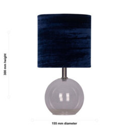 First Choice Lighting Set Of 2 Buck - Clear Glass Table Lamps With Navy Blue Velvet Shade - thumbnail 3