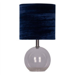 First Choice Lighting Set Of 2 Buck - Clear Glass Table Lamps With Navy Blue Velvet Shade - thumbnail 2