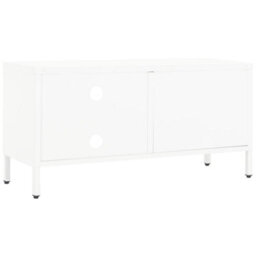 Berkfield Tv Cabinet White 90X30X44 Cm Steel And Glass - thumbnail 5