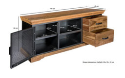 Moe Industrial Solid Wood & Metal 2 Drawers And 1 Door Tv Media Unit - thumbnail 4