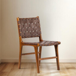 Where Saints Go Ltd London Dining Chair, Brown Woven Leather, Solid Teak Frame By Where Saints Go - thumbnail 3