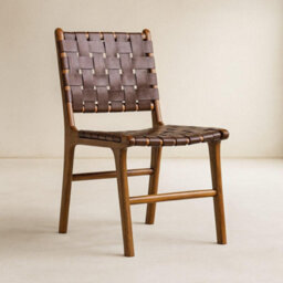 Where Saints Go Ltd London Dining Chair, Brown Woven Leather, Solid Teak Frame By Where Saints Go - thumbnail 2