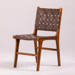 Where Saints Go Ltd London Dining Chair, Brown Woven Leather, Solid Teak Frame By Where Saints Go - thumbnail 7