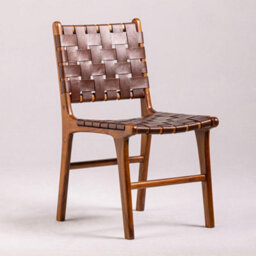 Where Saints Go Ltd London Dining Chair, Brown Woven Leather, Solid Teak Frame By Where Saints Go - thumbnail 6